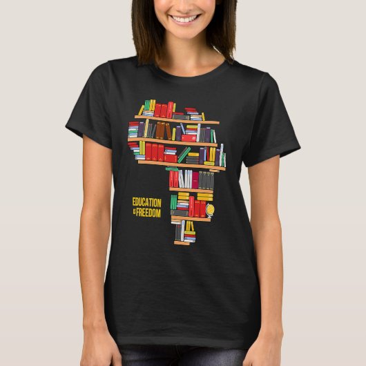 T-shirt Africa Education Is Freedom Library Book (Devant)