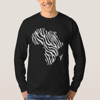 T-shirt Africa Map Filled With Zebra White Stripes Print P