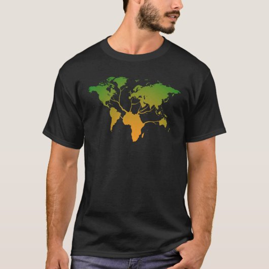 T-shirt Africa Map Root Gradient Pattern World Map Tree (Devant)