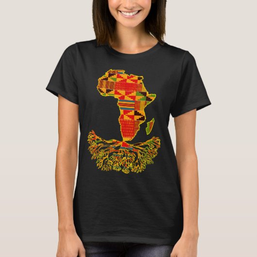 T-shirt Africa Map Traditional Kente Cloth African Roots C (Devant)