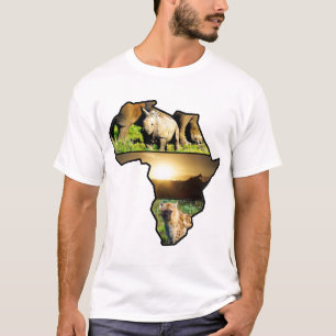 T-shirt Africain de la faune Hyena, Rhino, Giraffe