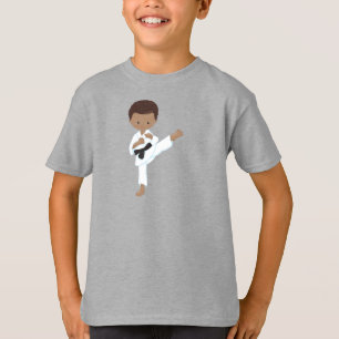 T-shirt African American Boy, Karate Boy, Black Belt, Kata
