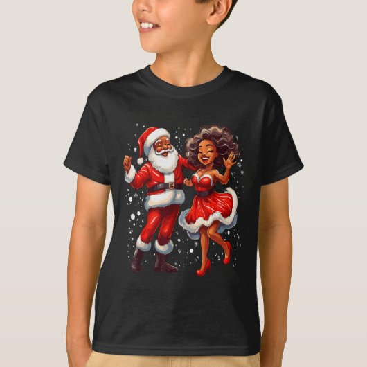 T-shirt African American Christmas African Santa Mrs Claus (Devant)