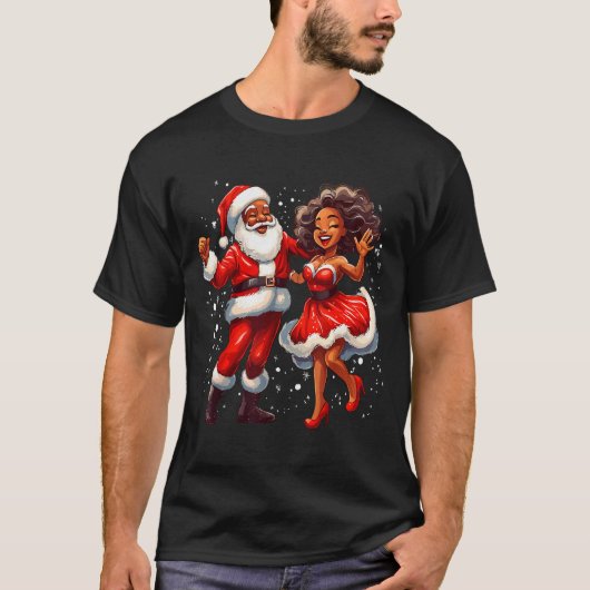 T-shirt African American Christmas African Santa Mrs Claus (Devant)