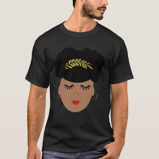 T-shirt African American Divine Queen With Afro Puff (Devant)