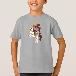 T-shirt African American Girl, Cowgirl, Sheriff, Lasso