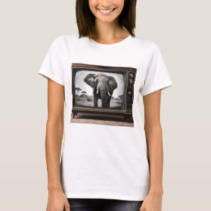 T-shirt African Elephant Sur La Télévision Analogique,