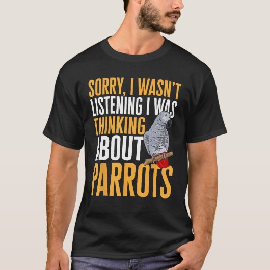 T-shirt African Grey Parrot Thinking About Parrots (Devant)