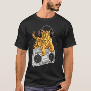 T-shirt African Lion Cub Boombox Blaster Hip Hop  By Zamir