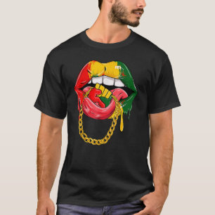 T-Shirt African Lips Drapeau Afrique Histoire Noir