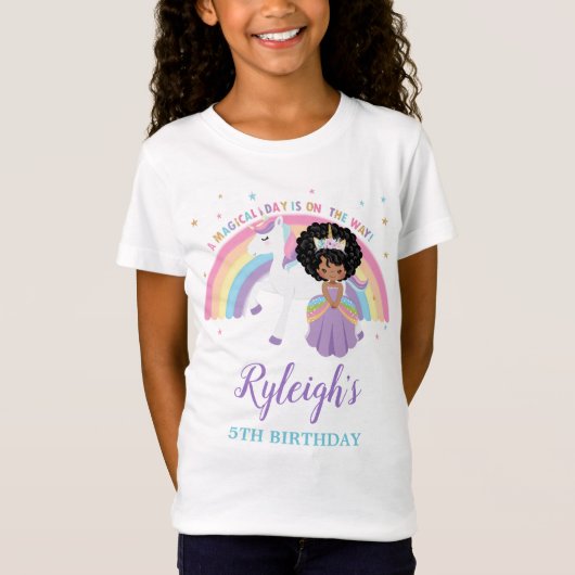 T-Shirt African Princess Unicorn Rainbow (Devant)
