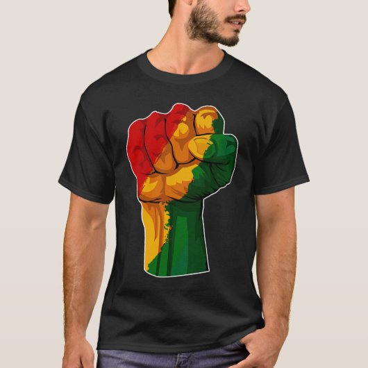 T-shirt African Rising Hand Fist Black History Month BLM A (Devant)