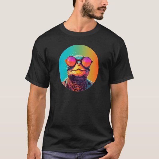 T-shirt African Side Necked Turtle Wearing Sunglasses Retr (Devant)