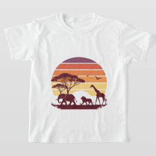 T-shirt African Wildlife Silhouette Safari Design