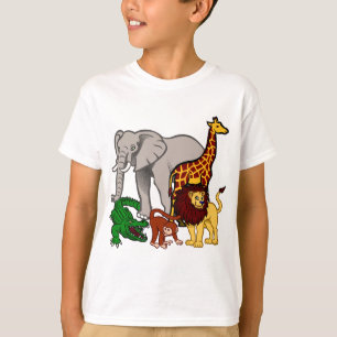 T-shirt Afrique, animaux, lion, éléphant, crocodile, singe