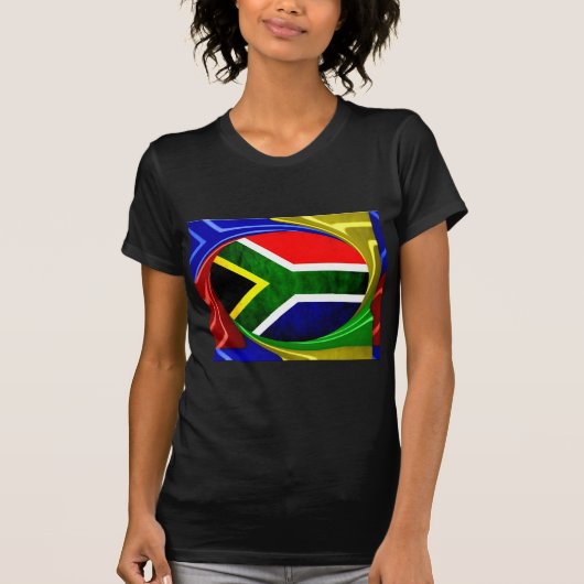 T-shirt Afrique du Sud Drapeau : Motif dynamique à balayag (Devant)