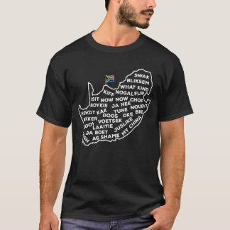 T-shirt Afrique du Sud Mots d'argot Carte du drapeau sud-a