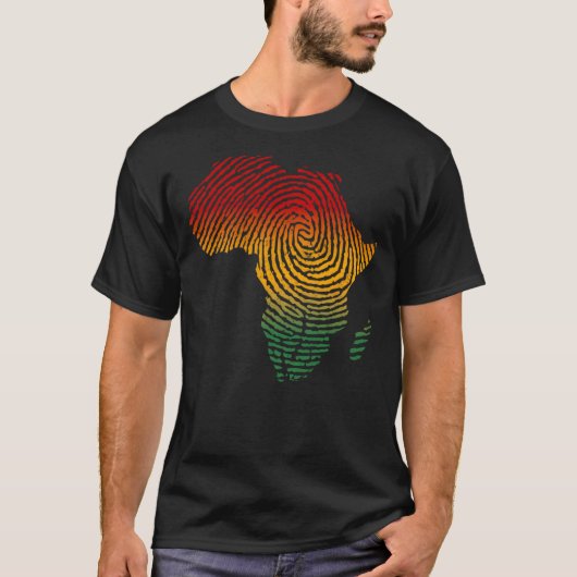 T-shirt Afrique Empreinte Afrique Drapeau Black Pride ADN  (Devant)