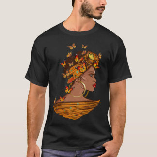 T-shirt Afro African Woman Butterflies Black Queen History