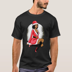 T-shirt Afro-Américain Mme Claus Black Christmas Graphic