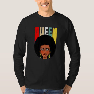 T-shirt Afro-Américaine Femme Queen Retro Style Afro Cheve