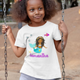 T-Shirt Afro-Américaine personnalisée Sirène mignonne