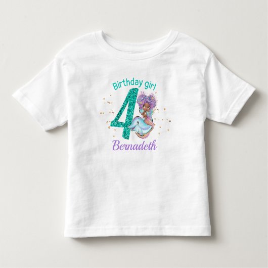 T-shirt Afro-Américaine Sirène 4e anniversaire (Devant)