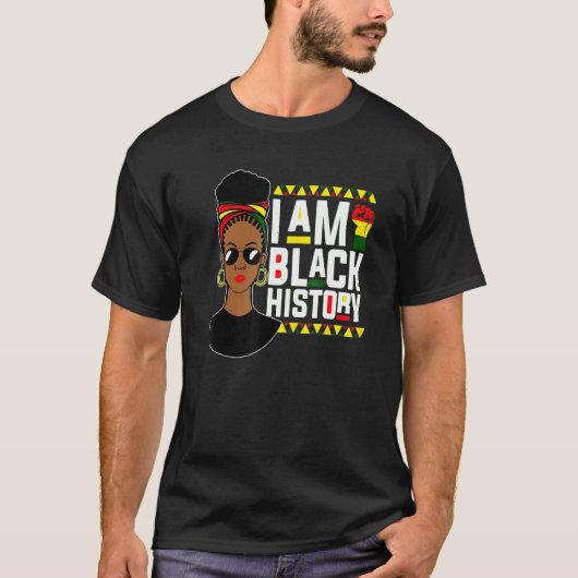 T-shirt Afro American Afrocentric I Am Black History Month (Devant)