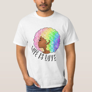 T-shirt afro arc-en-ciel LGBTQ amour est amour fierté fill