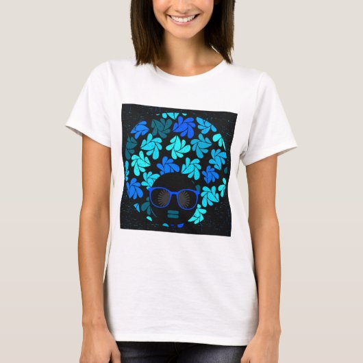 T-shirt Afro Diva Bleu (Devant)