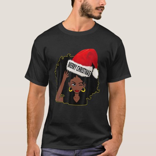 T-shirt Afro Diva Winking Eye Joyeux Noël Melanin Quee (Devant)
