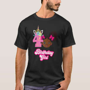 T-shirt Afro Girl 4e anniversaire Black Girl Africaine Amé