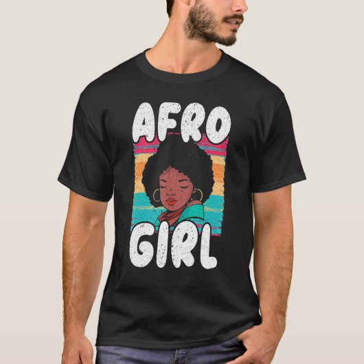 T-shirt Afro Girl Afrocentric Black Pride Afro Hair (Devant)