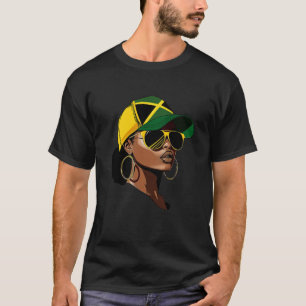 T-shirt Afro Girl Patriotic Jamaïque Drapeau Jamaïque Inde