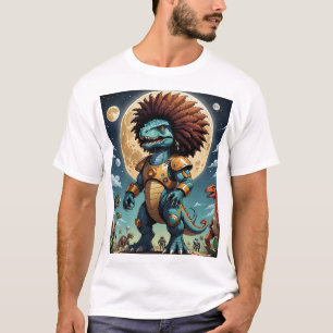 T-shirt Afro Mecha Dinosaur Imaginaire futuriste Sci-Fi Te