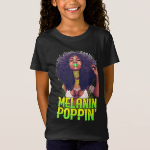 T-Shirt Afro Melanin Poppin noir afro-américain