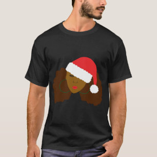 T-shirt Afro Puff Black Woman Santa Hat Natural Hair Chris