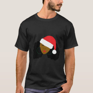 T-shirt Afro Puff Girl Santa Hat cheveux naturels Noël Ho