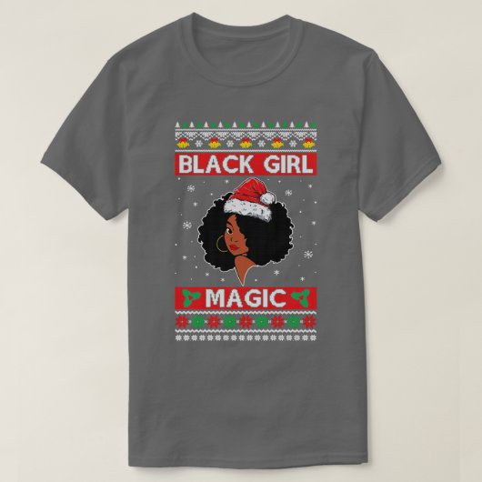 T-shirt Afro Santa Claus Black Girl Magic laide Noël M (Design devant)
