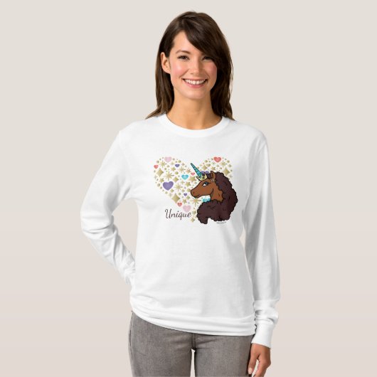 T-shirt Afro Unicorn | Design cardiaque unique (Devant entier)