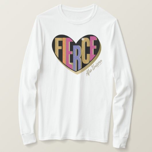 T-shirt Afro Unicorn Fierce Heart Design (Design devant)
