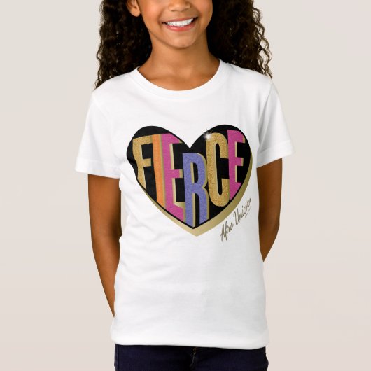 T-Shirt Afro Unicorn Fierce Heart Design (Devant)