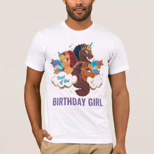 T-shirt Afro Unicorn   Papa de la fille d'anniversaire