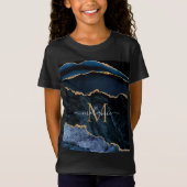 T-Shirt Agate Navy Blue Gold Parties scintillant Monogramm (Devant)