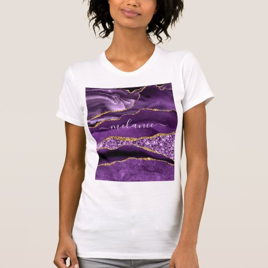 T-shirt Agate Purple Gold Parties scintillant Nom personna (Devant)