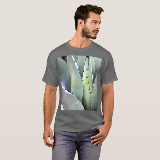 T-shirt Agave Plante Succulent Bleu Cactus Tequila Désert (Devant entier)