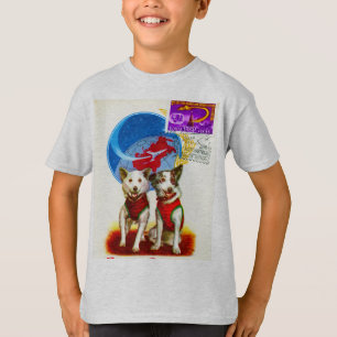 T-SHIRT ÂGE DE L'ESPACE RÉTRO (ASTRONAUTES DE CHIENS)