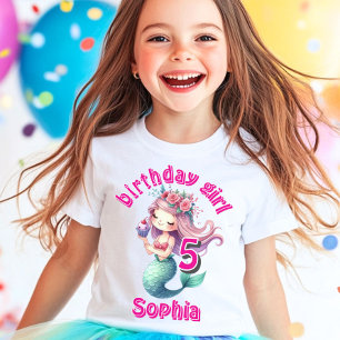 T-shirt âge de sirène nom d'anniversaire