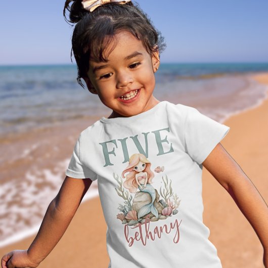 T-shirt Age Five 5th Birthday Mermaid Name