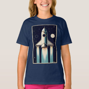 T-shirt Âge Spatial Rétro Bateau Fusée des Années 50
